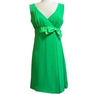 Vintage Green Party Dress Empire Waist with Bow Sleeveless Dress Lined